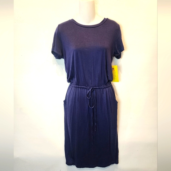 NWT New Blue Casual Dress Drawstring Waist Lightweight Dress Size S - Picture 1 of 8